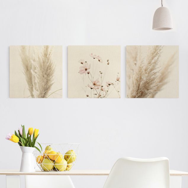 Canvas prints grasses Pampas Grass And Cosmea