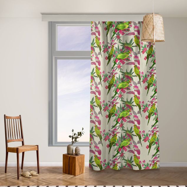 bespoke curtains Parrots And Flowers