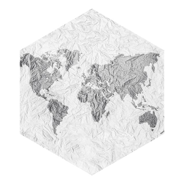 Self adhesive wallpapers Paper World Map White Gray