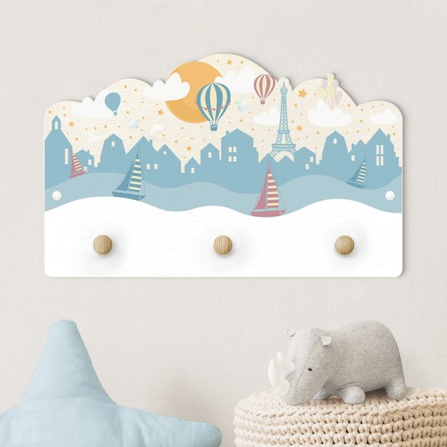 Nursery decoration Paris With Stars And Hot Air Balloon