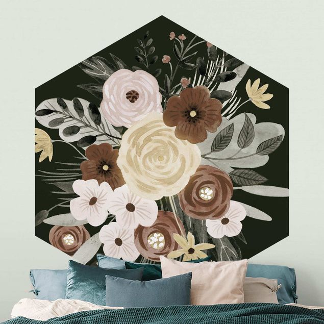 Wallpapers flower Pastel Bouquet Of Flowers On Green Backdrop I