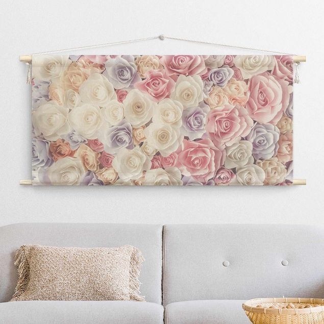 extra large wall tapestry Pastel Paper Art Roses