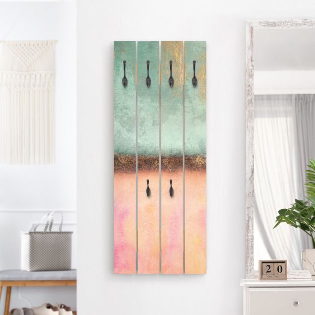 Wooden wall mounted coat rack Pastel Summer With Gold