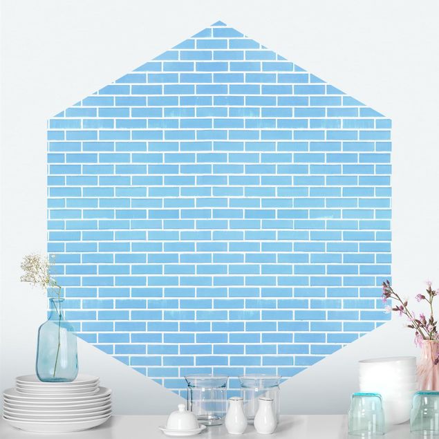 Brick effect wallpaper Pastel Blue Brick Wall
