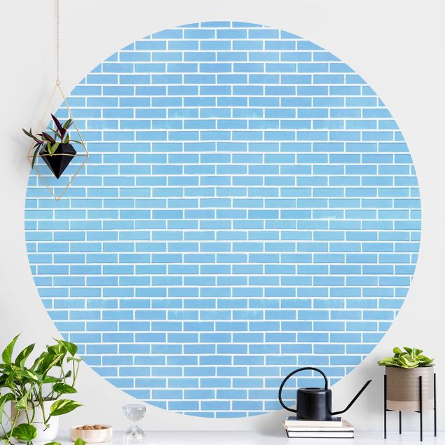 Kitchen Pastel Blue Brick Wall