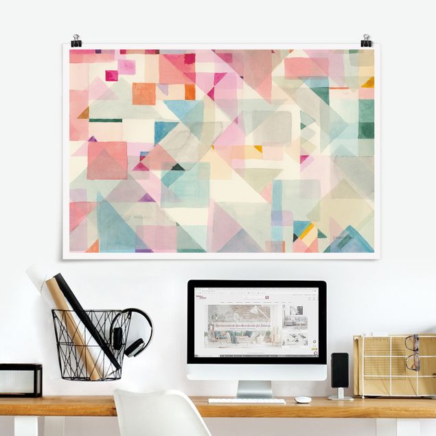 Abstract art prints Pastel triangles