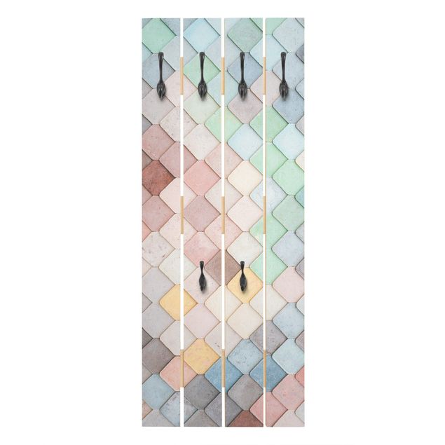 Wall coat rack Pastel Coloured Stone Scales Of Fish