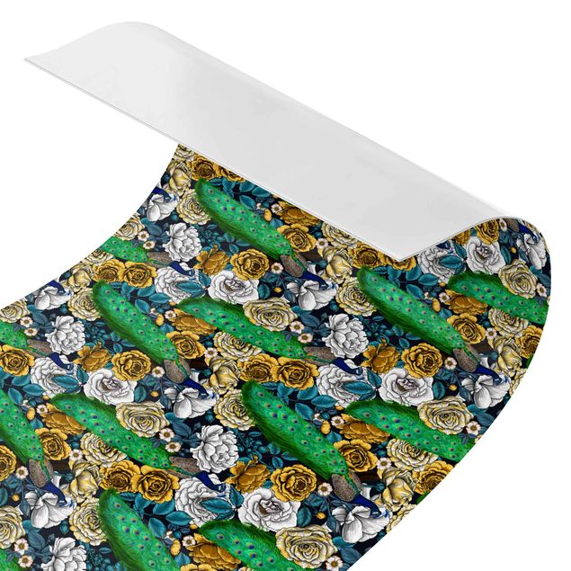 Self adhesive film Peacock With Flowers