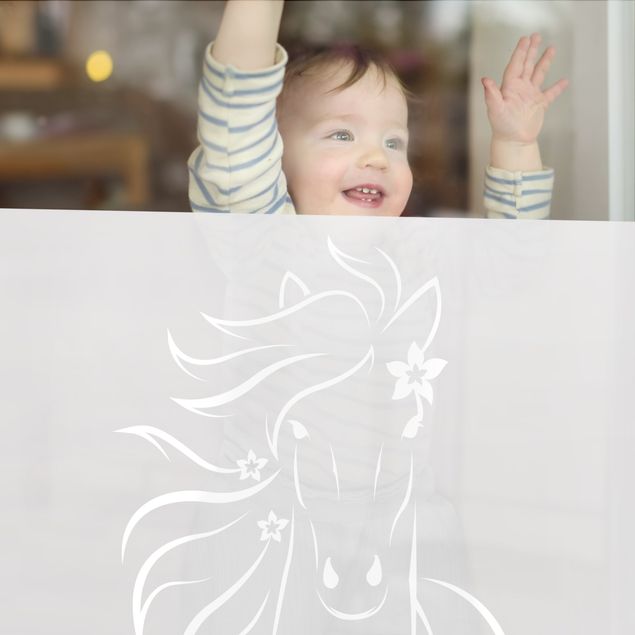 Privacy window film Horse With Flowers