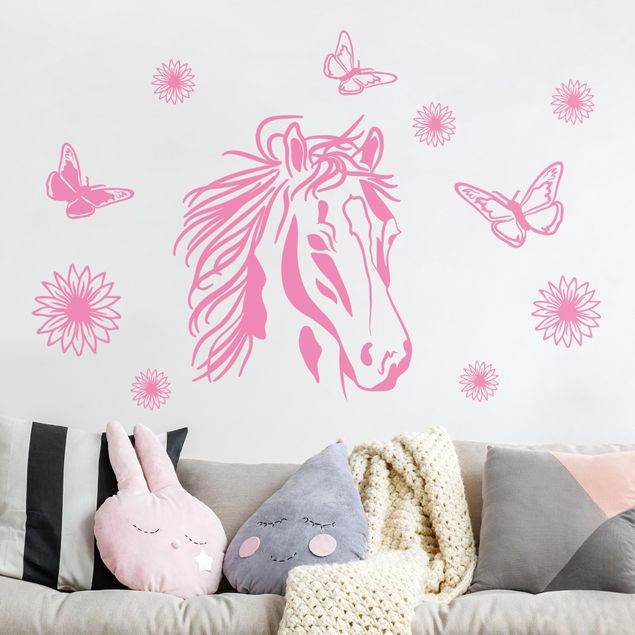 Nursery decoration Horse with flowers