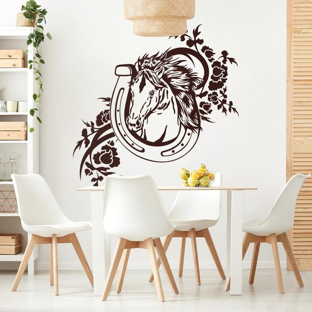 Horse wall art stickers Horse with horseshoe