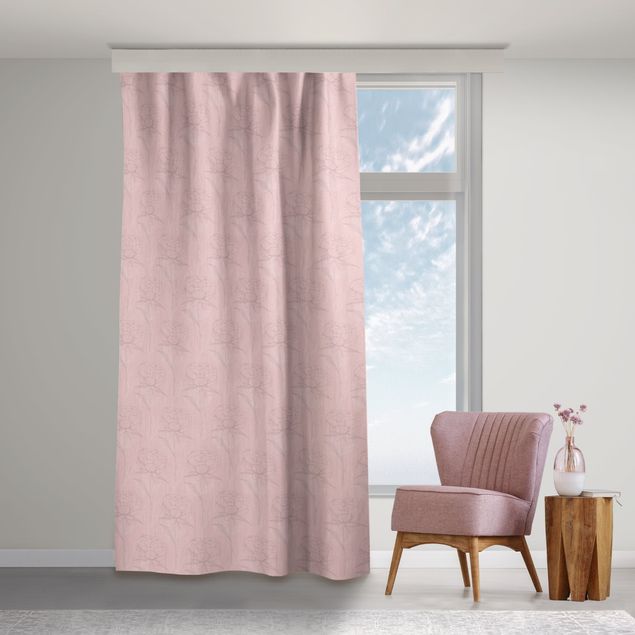 bespoke curtains Peony Pattern - Pale Pink
