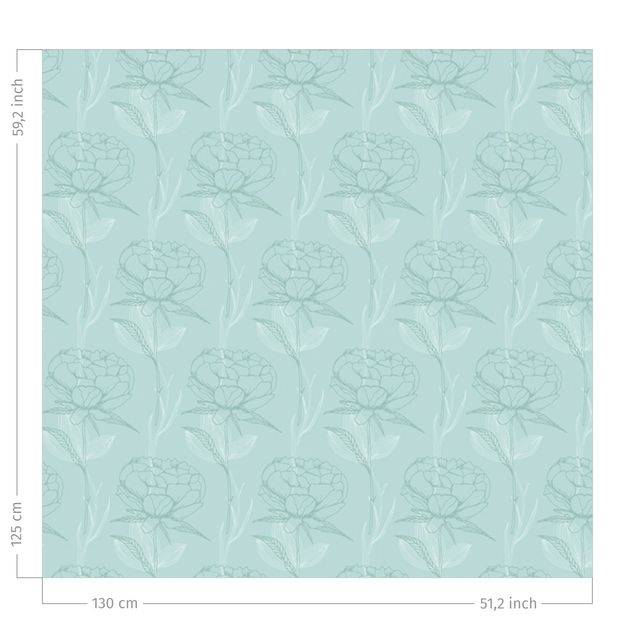 contemporary curtains Peony Pattern - Pastel Mint Green