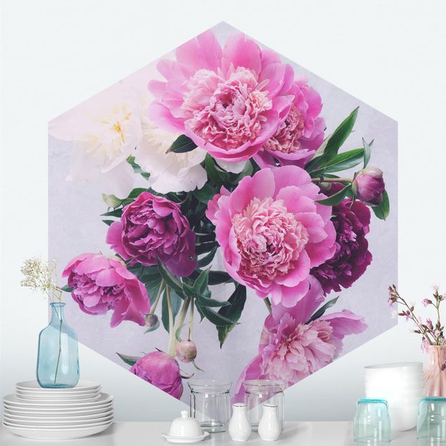 Wallpapers rose Peonies Shabby Pink White