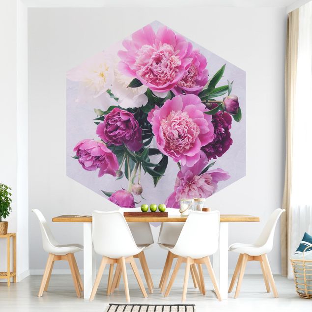 Wallpapers modern Peonies Shabby Pink White