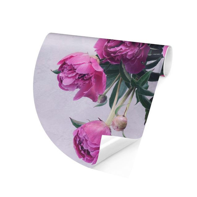 Floral wallpaper Peonies Shabby Pink White