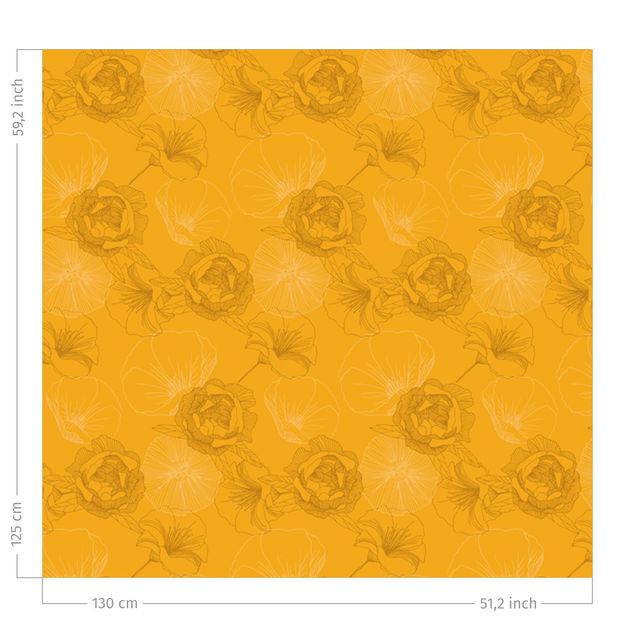 modern curtains for living room Peonies And Poppies - Warm Yellow