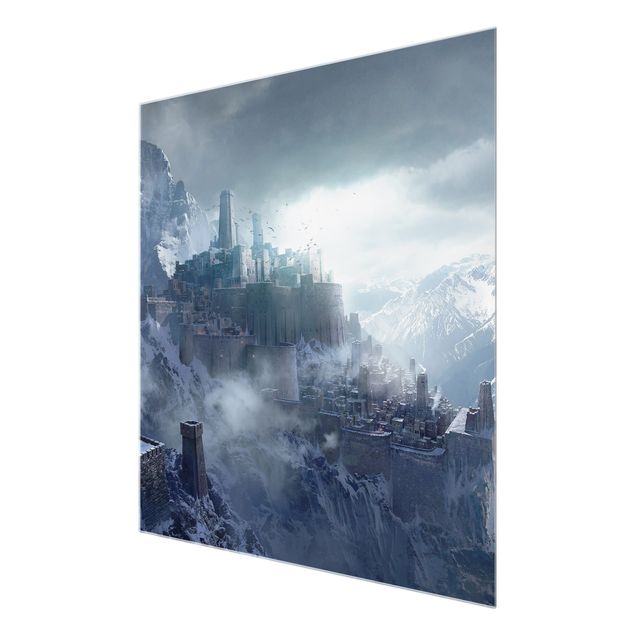 Glass prints landscape Fantasy Fortress In The Mountains