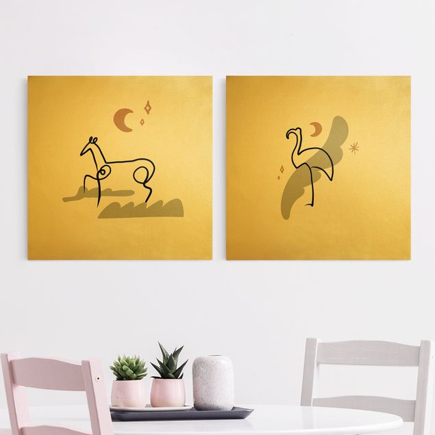 Canvas horse Picasso Interpretation - Horse And Flamingo