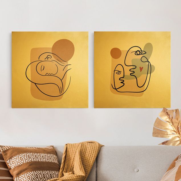 Abstract art prints Picasso Interpretation - Daydreaming And A Kiss On The Cheek