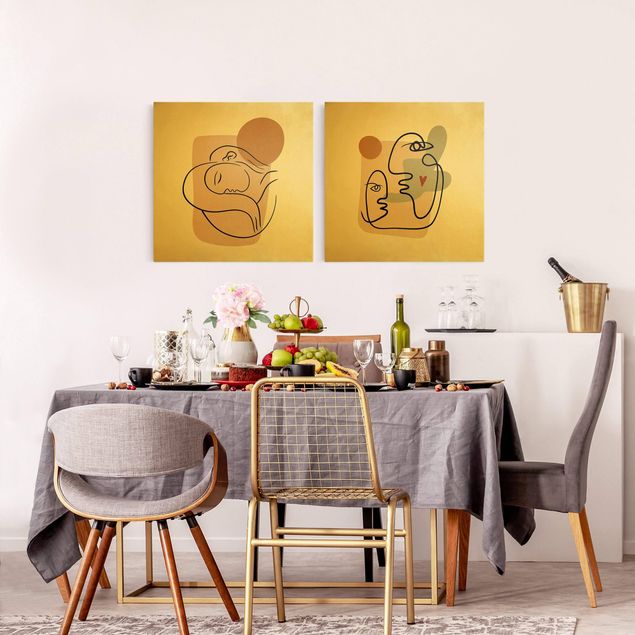 Canvas abstract Picasso Interpretation - Daydreaming And A Kiss On The Cheek