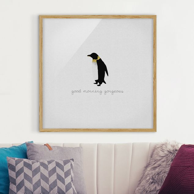 Canvas art Penguin Quote Good Morning Gorgeous