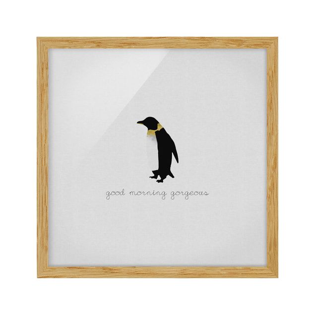 Black and white art Penguin Quote Good Morning Gorgeous