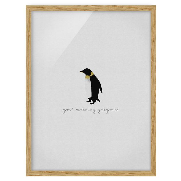 Black and white art Penguin Quote Good Morning Gorgeous