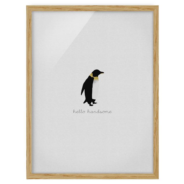 Black and white wall art Penguin Quote Hello Handsome