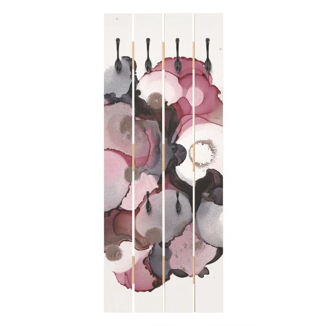 Wall mounted coat rack Pink Beige Drops With Pink Gold