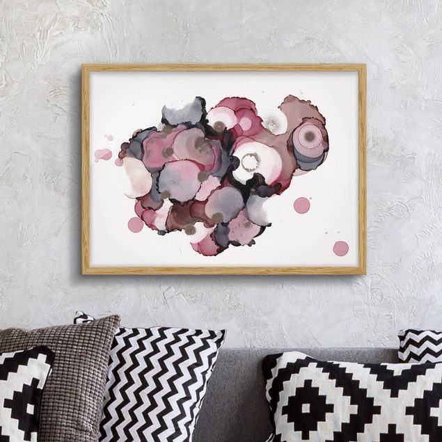 Prints abstract Pink Beige Drops With Pink Gold