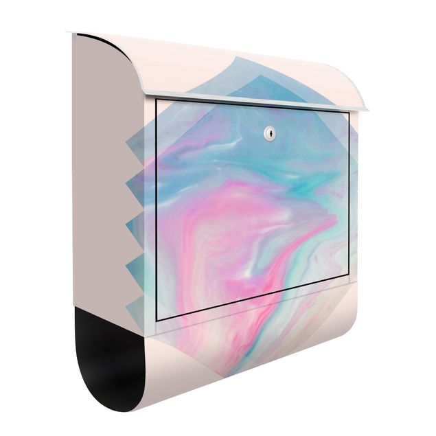 Blue letter box Pink Water Marble