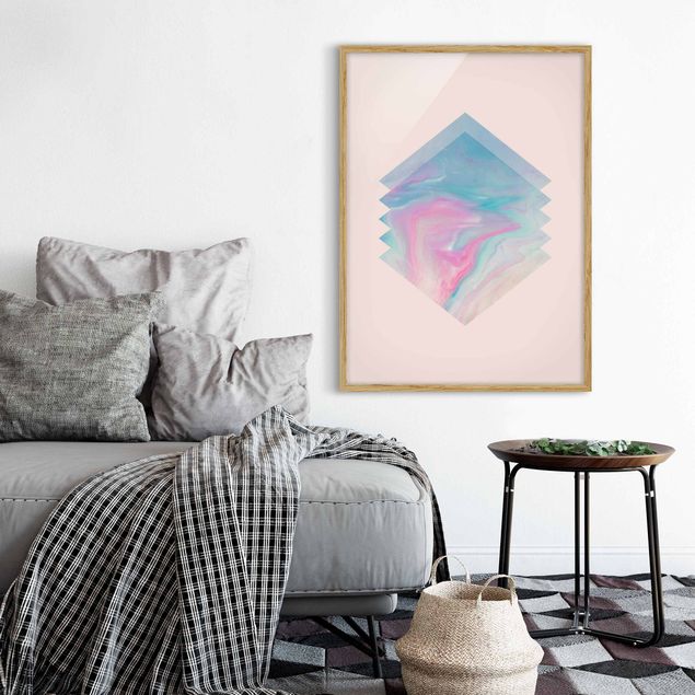 Modern art prints Pink Water Marble