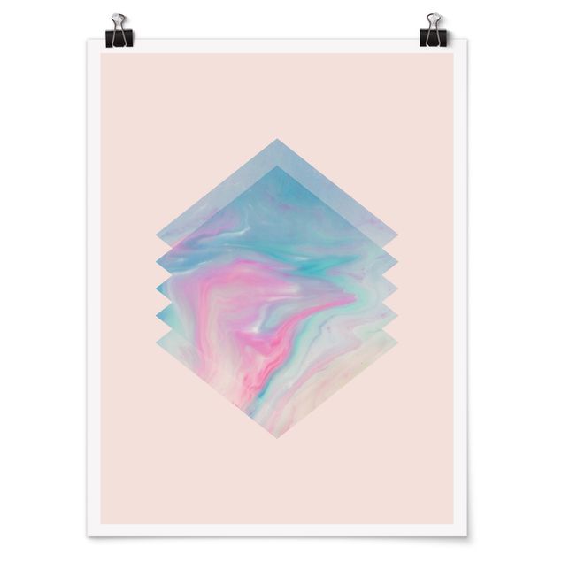 Abstract poster prints Pink Water Marble