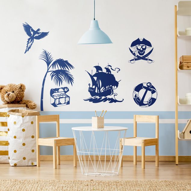 Wall art stickers Pirate Set with Treasure