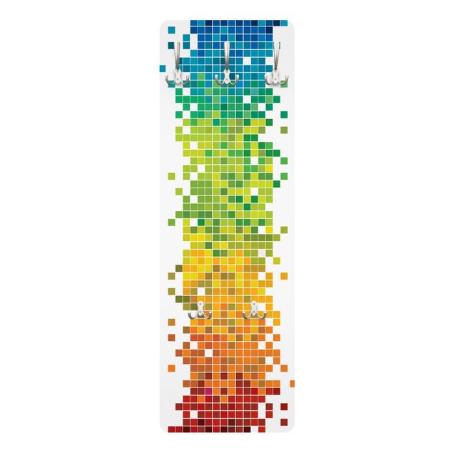 Wall mounted coat rack multicoloured Pixel Rainbow
