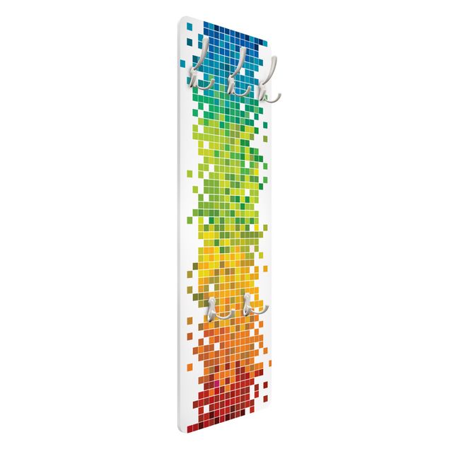 Wall mounted coat rack Pixel Rainbow