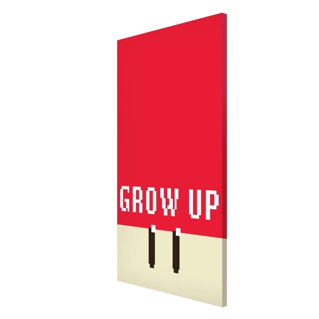Prints modern Pixel Text Grow Up In Red
