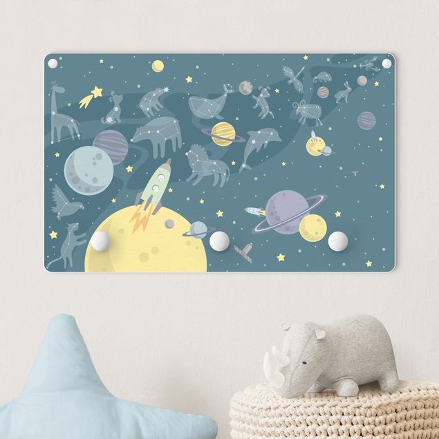 Nursery decoration Planets With Zodiac And Rockets