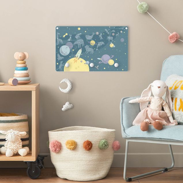 Blue coat rack Planets With Zodiac And Rockets