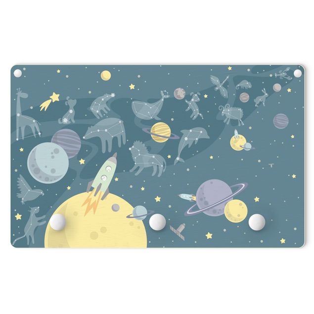 Coat rack for children - Planets With Zodiac And Rockets