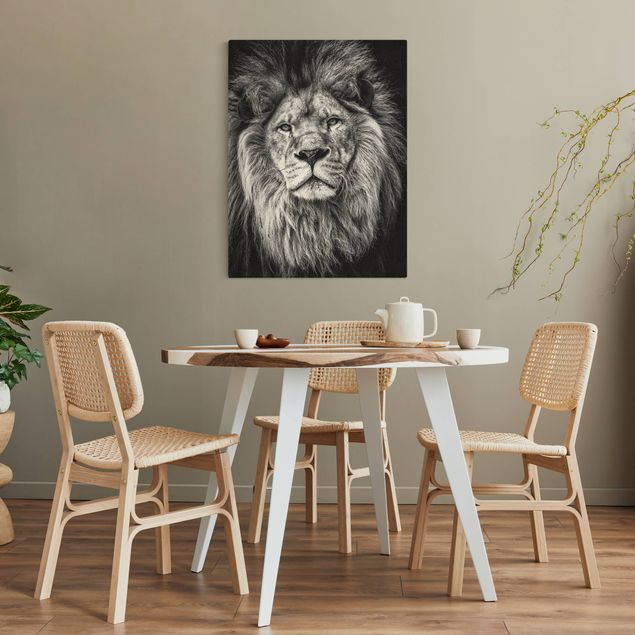 Animal canvas Portrait Lion Black And White