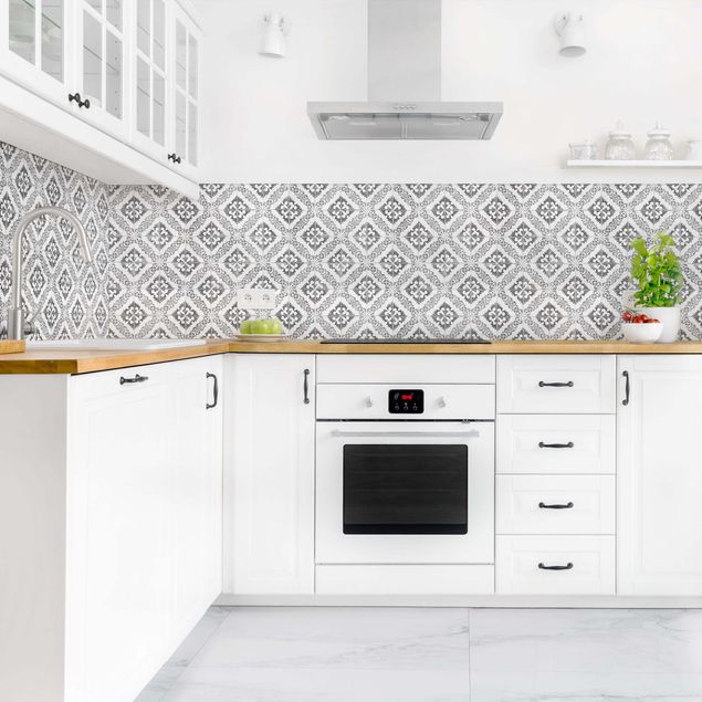 Kitchen splashback tiles Portuguese Vintage Ceramic Tiles - Silves Black And White