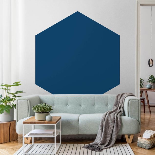 Hexagonal wall mural Prussian Blue
