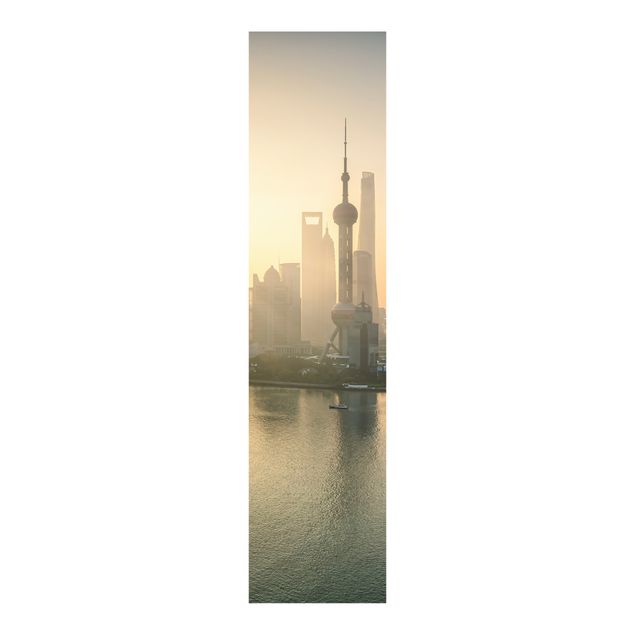 Sliding panel curtains architecture and skylines Pudong At Dawn