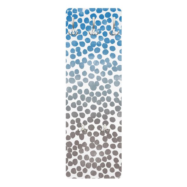 Wall mounted coat rack Dot pattern Blue Gray - Colour gradient
