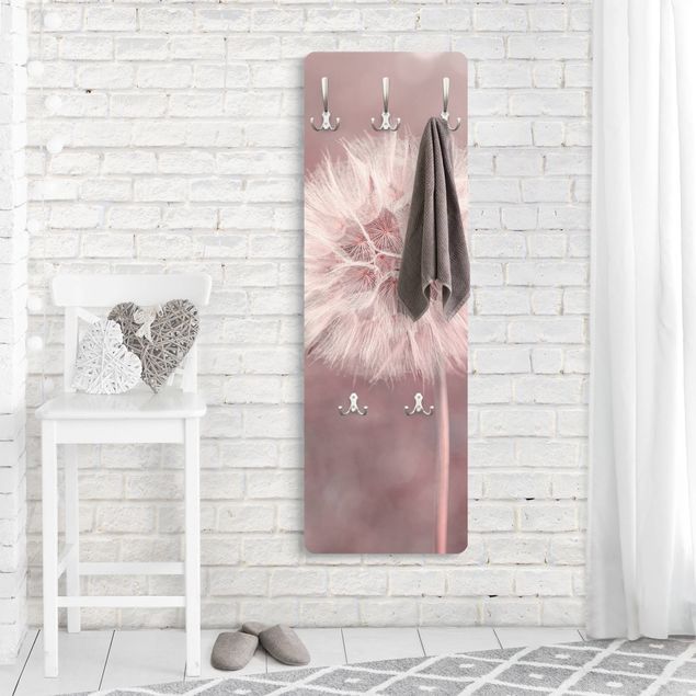 Wall mounted coat rack Dandelion Bokeh Light Pink