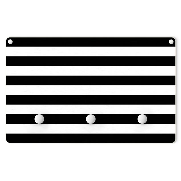 Wall coat rack Horizontal Stripes Black And White
