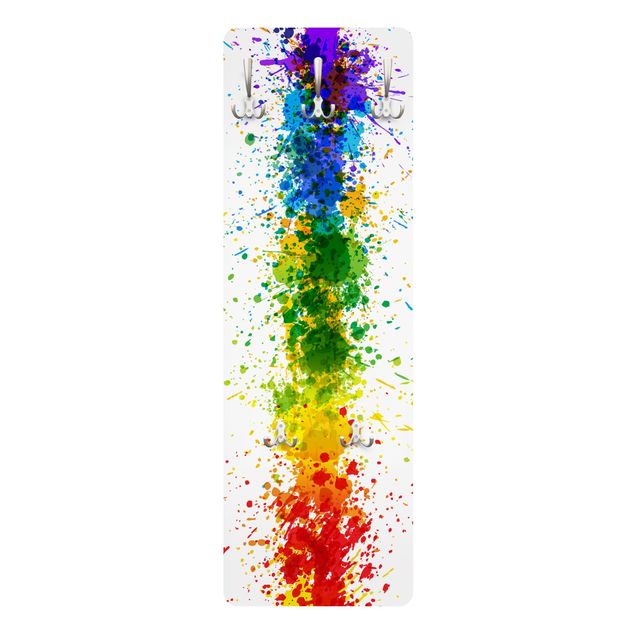 Wall mounted coat rack multicoloured Rainbow Splatter