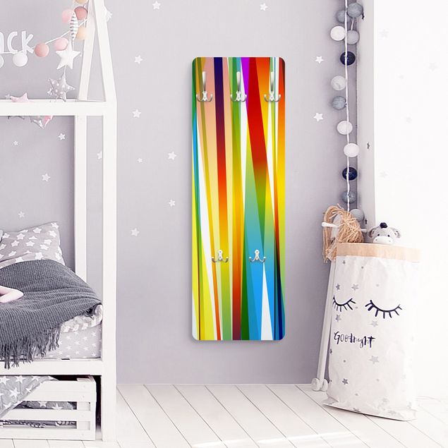 Wall mounted coat rack multicoloured Rainbow Stripes